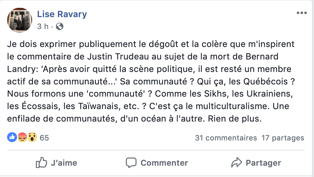 Lise Ravary Sur La Citation De Justin Trudeau La Clique Du Plateau